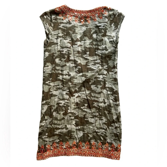 Calypso St. Barth swim cover up size XS camo orange beaded excellent condition - Picture 5 of 5